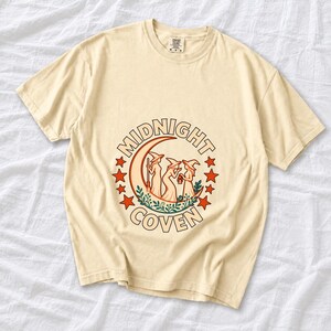 Midnight Coven Witch Shirt, Comfort Colors 1717 Crescent Moon Halloween Tee product mockup, image 2