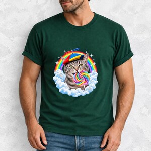 Rainbow Cat Lollipop Propeller Beanie Comfort Colors Shirt product mockup, image 15