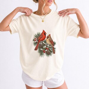 Comfort Colors Cardinal Christmas Shirt, Red Cardinals Winter Tee, Cardinal Pine Branch T-shirt, Cardinal Bird Lover Shirt, Cardinal Tee