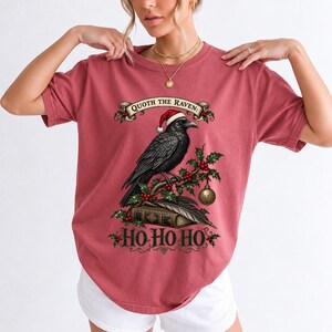 Ворон-гравюра с остролистом «Quoth the Raven: Ho Ho Ho»
