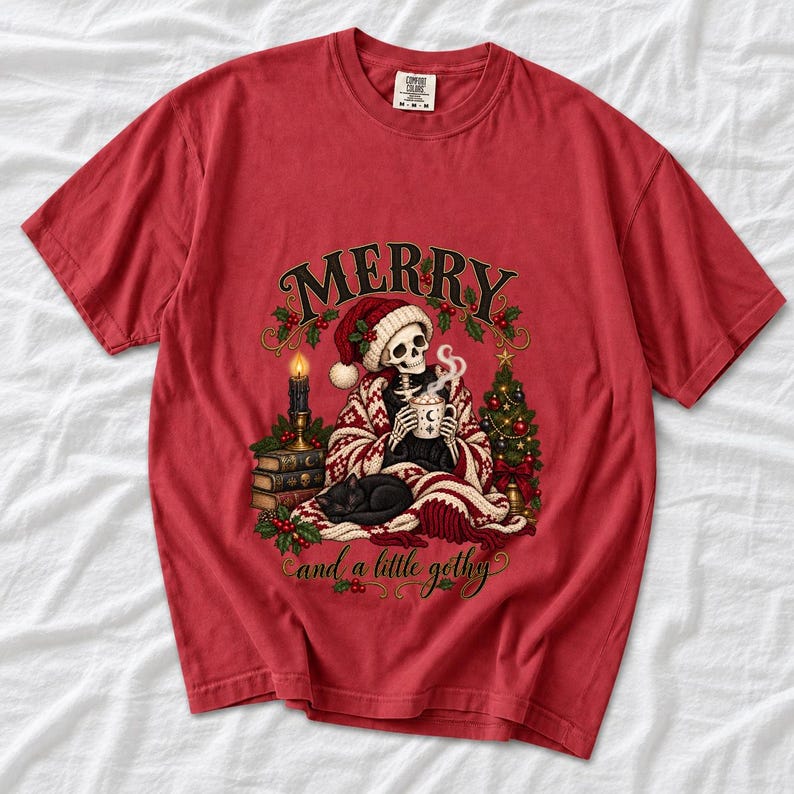 Готично-уютный скелет в колпаке «Merry and a Little Gothy»