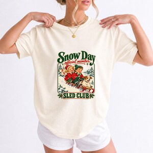 Comfort Colors Retro Snow Day Sled Club Shirt, Snow Day Official Member Tee, Retro Christmas Sled T-shirt, Winter Sledding Shirt