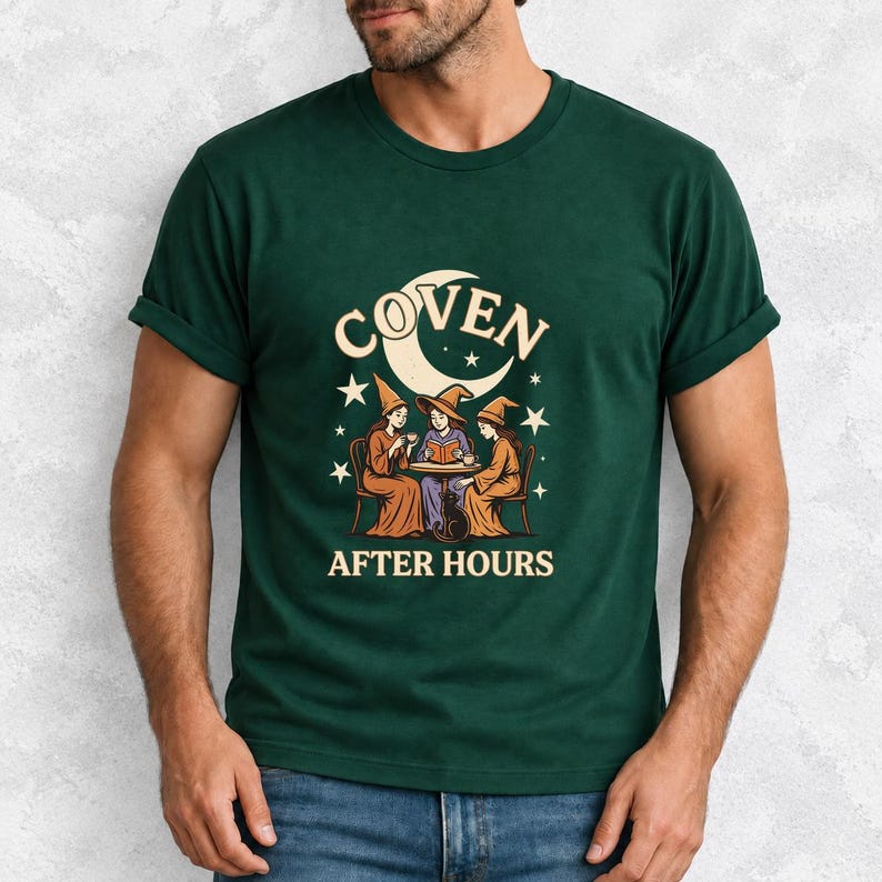 Coven After Hours Witch Shirt, Comfort Colors 1717 Halloween Tea Party Tee product mockup, image 15