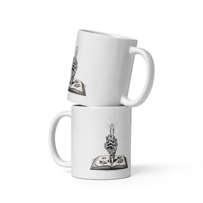 Skeleton Hand Candle Ceramic Mug by AeroBeloved