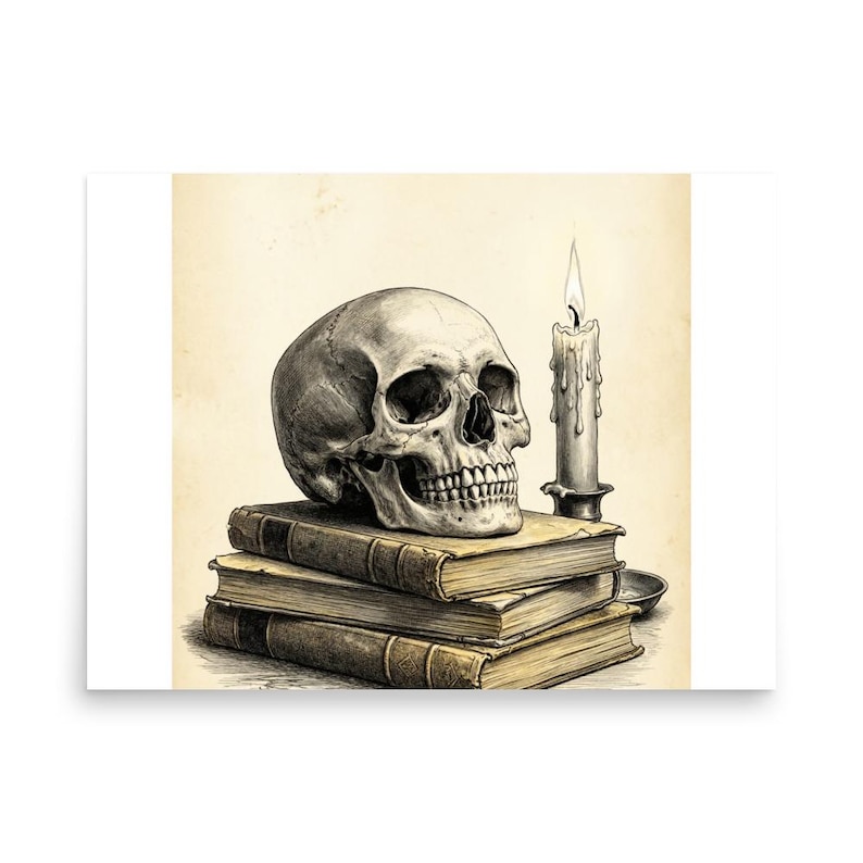 Skull and Candle on Books Poster by AeroBeloved