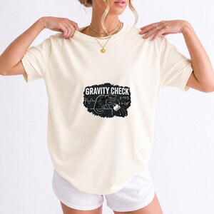 Gravity Check Black Cat Physics Comfort Colors Shirt product mockup, image 12