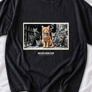 Funny Cat Shirt, Bad Cats Social Club Tee, Retro Cat Gang T-shirt, Retro Cat Lover Tee, Comfort Colors Cat Shirt