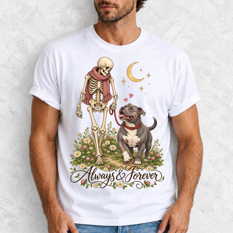 Скелет выгуливает американского булли «Always & Forever»