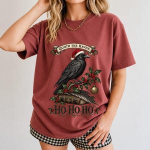 Ворон-гравюра с остролистом «Quoth the Raven: Ho Ho Ho»