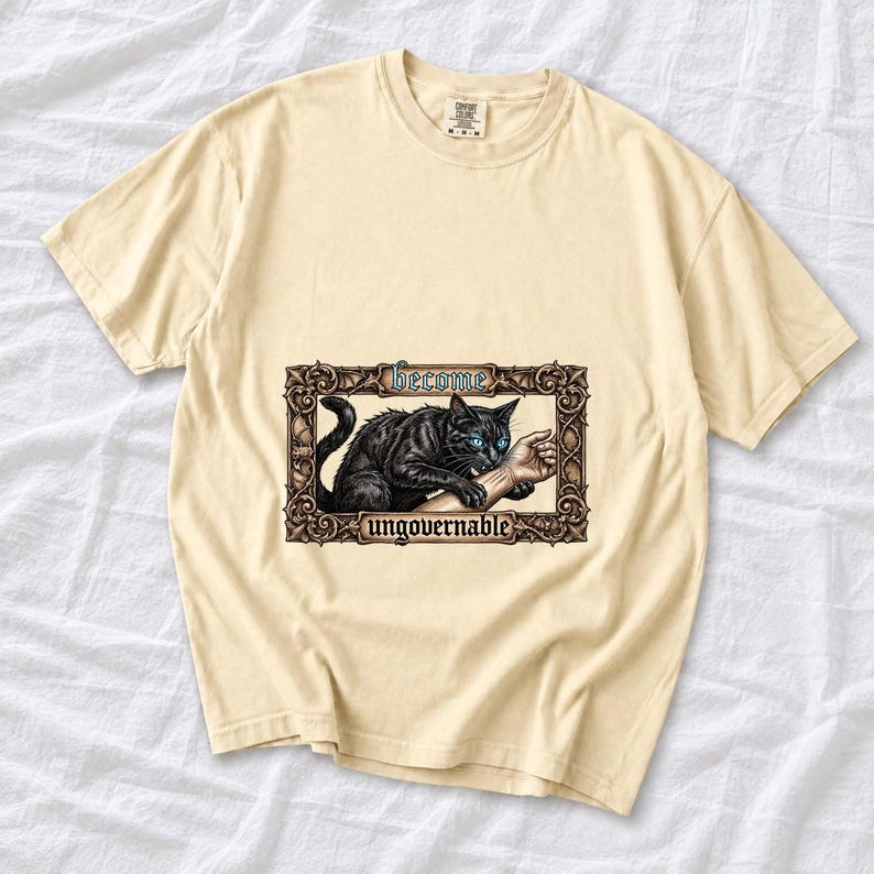 Become Ungovernable Black Cat Ornate Gothic Comfort Colors Shirt product mockup, image 8