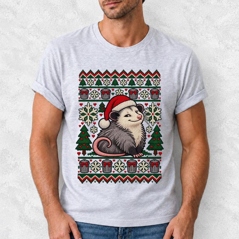 «Уродливый свитер» с опоссумом (faux knit)