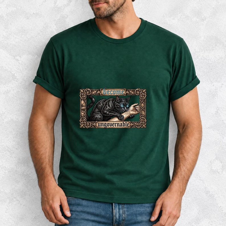Become Ungovernable Black Cat Ornate Gothic Comfort Colors Shirt product mockup, image 17