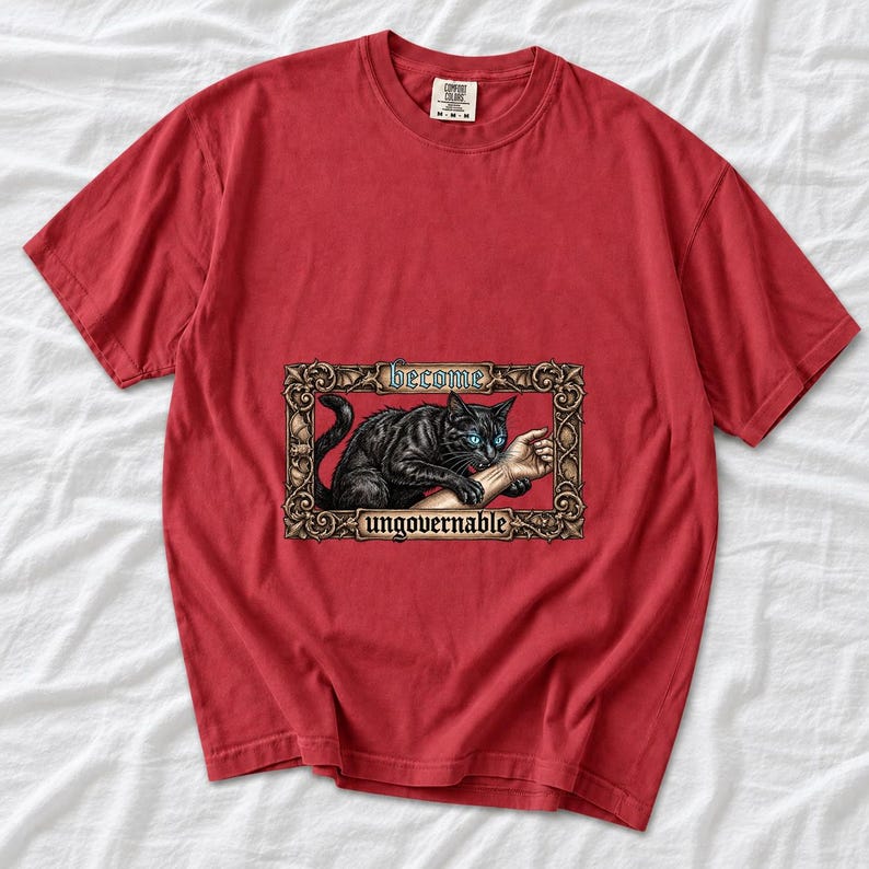 Become Ungovernable Black Cat Ornate Gothic Comfort Colors Shirt product mockup, image 7