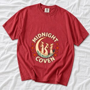 Midnight Coven Witch Shirt, Comfort Colors 1717 Crescent Moon Halloween Tee product mockup, image 9