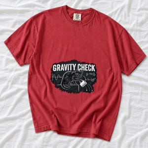 Gravity Check Black Cat Physics Comfort Colors Shirt product mockup, image 7