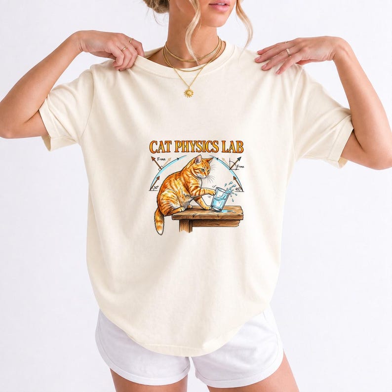 Cat Physics Lab Orange Tabby Comfort Colors Shirt product mockup, image 10