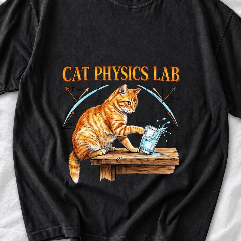 Cat Physics Lab Orange Tabby Shirt by AeroBeloved
