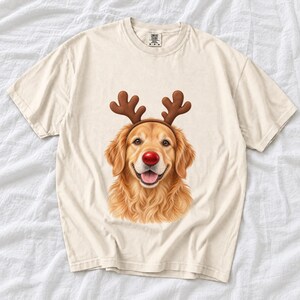 Comfort Colors Golden Retriever Christmas Shirt, Reindeer Golden Retriever Tee, Dog Christmas T-shirt, Golden Mom Holiday Shirt