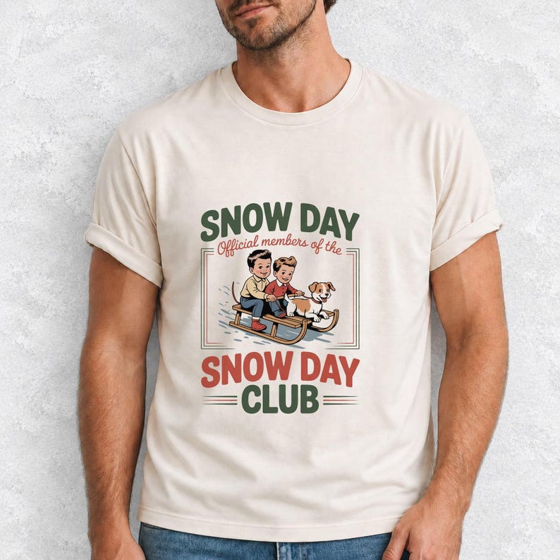 Comfort Colors Retro Snow Day Shirt, Snow Day Club Sled Tee, Retro Winter Sledding T-shirt, Christmas Snow Day Shirt, Winter Kids Sled Tee