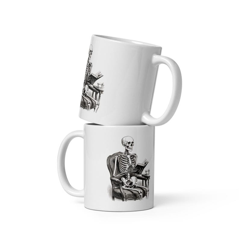 Skeleton Reading Mug by AeroBeloved