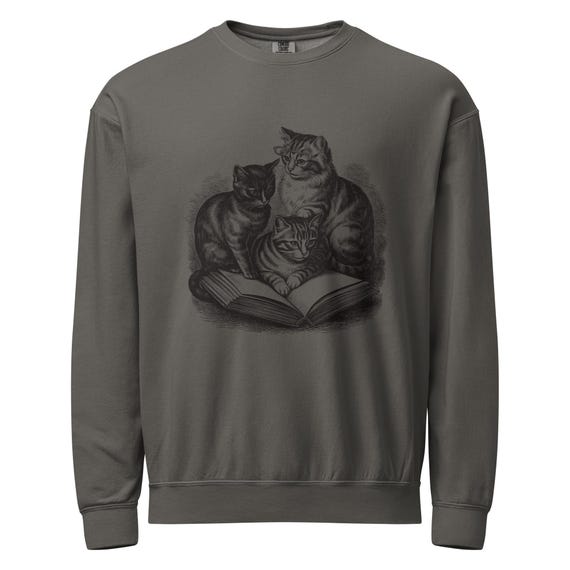 Three Cats Reading Sweatshirt by AeroBeloved