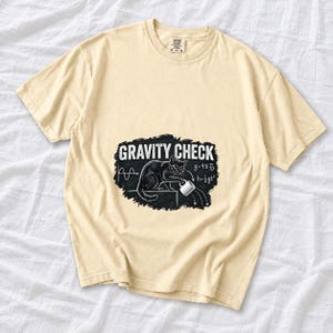 Gravity Check Black Cat Physics Comfort Colors Shirt product mockup, image 8