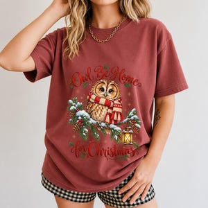 Сова в вязаном шарфе в снегу «Owl Be Home for Christmas»