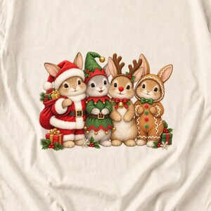 Comfort Colors Christmas Bunny Shirt, Cute Bunnies Santa Elf Tee, Bunny Lover Christmas T-shirt, Reindeer Rabbit Shirt, Xmas Bunny Tee