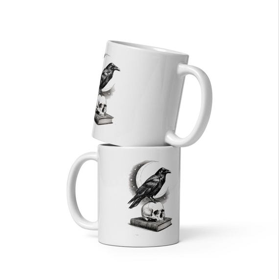Raven Skull Mug by AeroBeloved