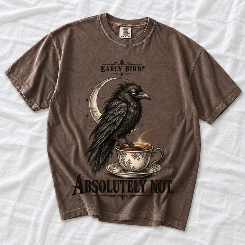 Ворона-гравюра «Early Bird? Absolutely Not.»