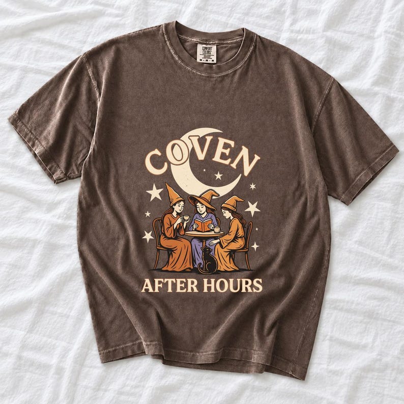 Coven After Hours Witch Shirt, Comfort Colors 1717 Halloween Tea Party Tee product mockup, image 6