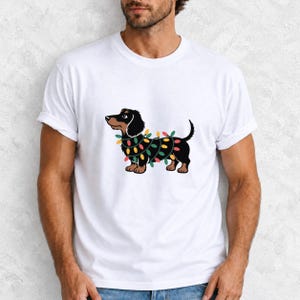 Comfort Colors Dachshund Christmas Lights Shirt, Funny Doxie Christmas Tee, Wiener Dog Christmas T-shirt, Dachshund Mom Holiday Shirt
