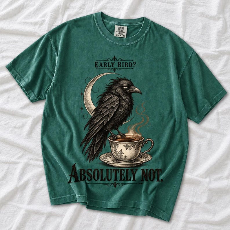 Ворона-гравюра «Early Bird? Absolutely Not.»