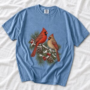 Comfort Colors Cardinal Christmas Shirt, Red Cardinals Winter Tee, Cardinal Pine Branch T-shirt, Cardinal Bird Lover Shirt, Cardinal Tee