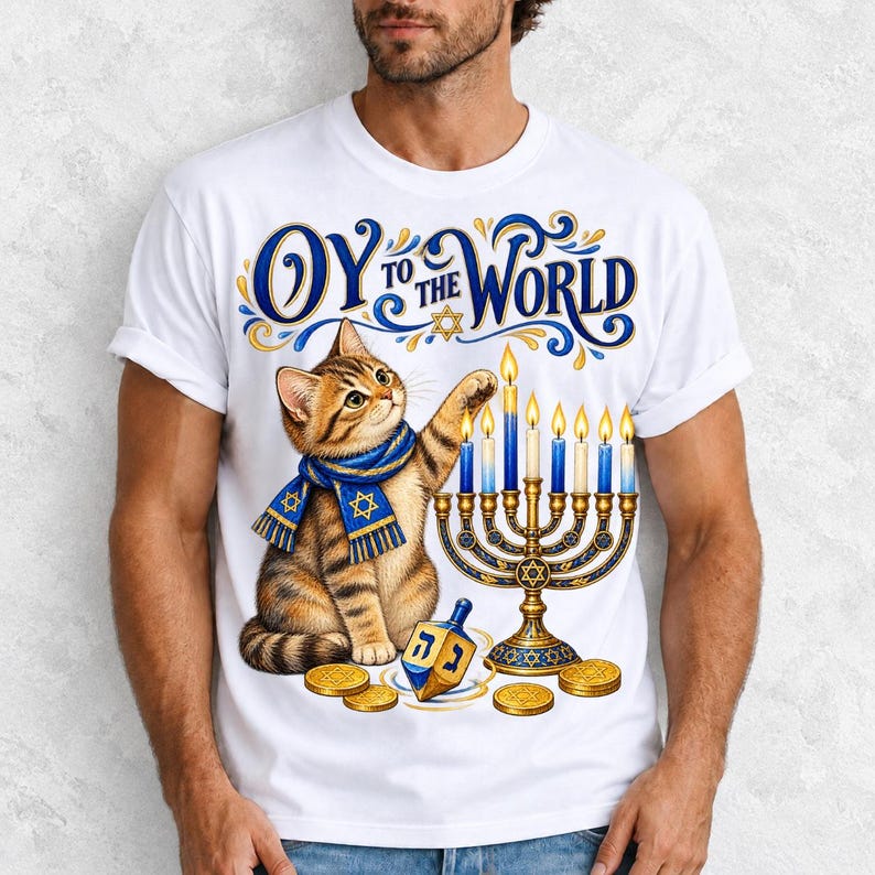 Кот и менора «Oy to the World»