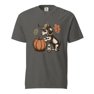 Dachshund Fall Shirt, Pumpkin Inspector Wiener Dog Tee, Comfort Colors Doxie T-shirt, Pumpkin Patch Dachshund Shirt image 4
