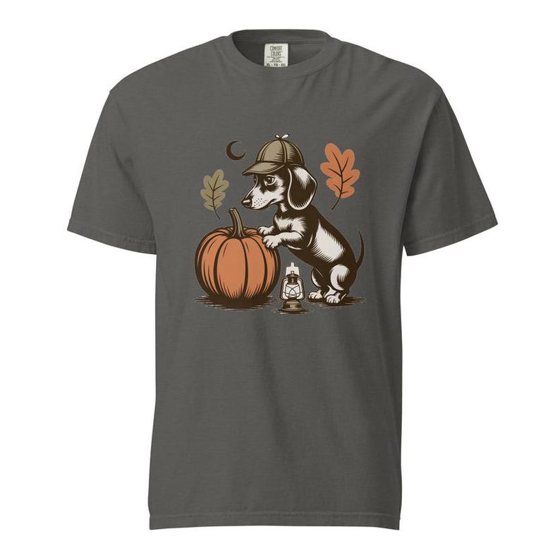 Dachshund Fall Shirt, Pumpkin Inspector Wiener Dog Tee, Comfort Colors Doxie T-shirt, Pumpkin Patch Dachshund Shirt image 4