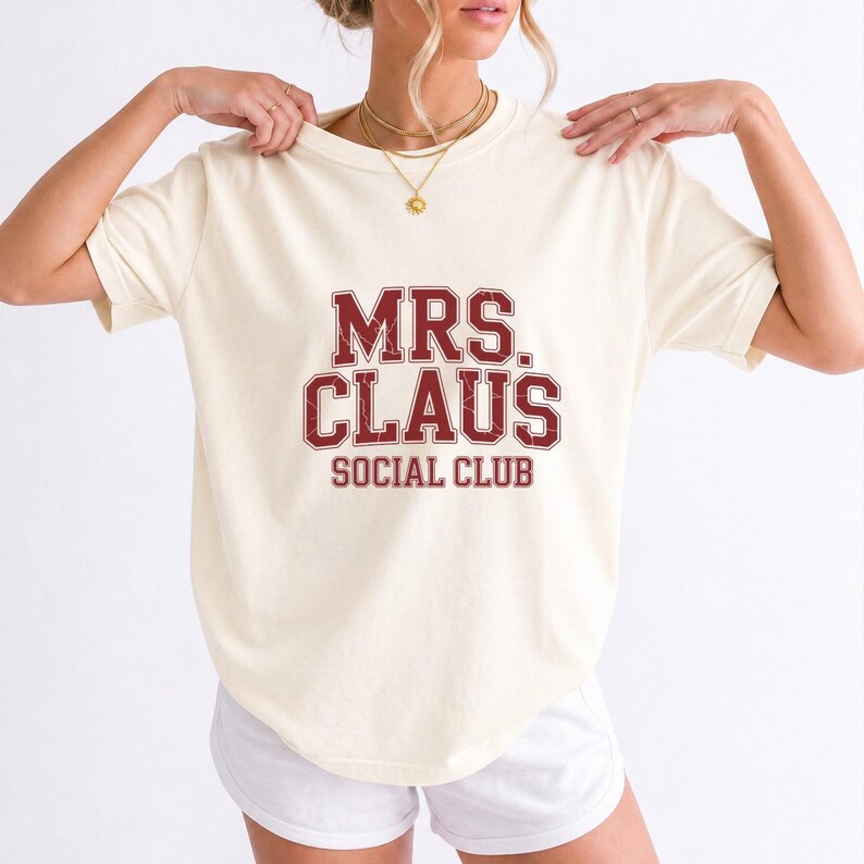 Comfort Colors Mrs Claus Social Club Shirt, Mrs Claus Varsity Tee, Christmas Social Club T-shirt, Funny Mrs Santa Shirt Women, Mrs Claus Tee