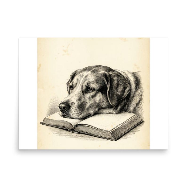 Dog Resting on Open Book Poster by AeroBeloved