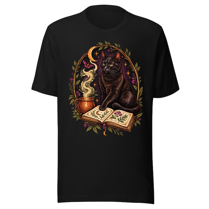 Black Cat Spellbook Shirt by AeroBeloved