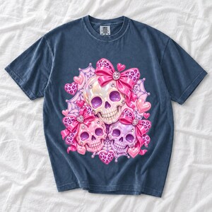 Puffy glossy 3D pink skulls with bows, hearts, cobwebs and rhinestones in coquette style