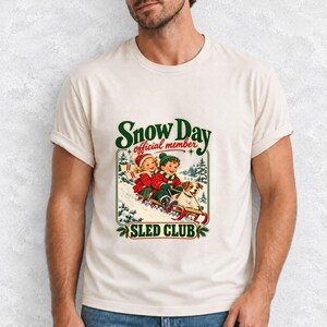 Comfort Colors Retro Snow Day Sled Club Shirt, Snow Day Official Member Tee, Retro Christmas Sled T-shirt, Winter Sledding Shirt