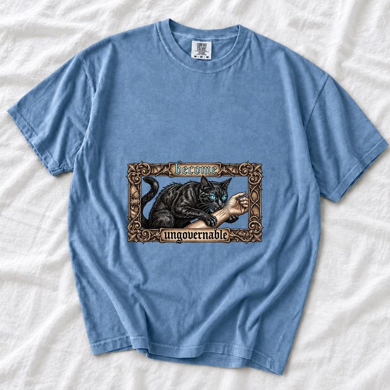 Become Ungovernable Black Cat Ornate Gothic Comfort Colors Shirt product mockup, image 9