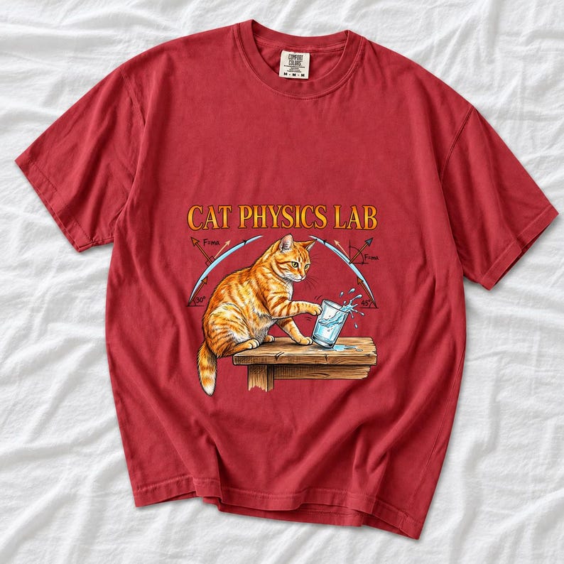 Cat Physics Lab Orange Tabby Comfort Colors Shirt product mockup, image 9