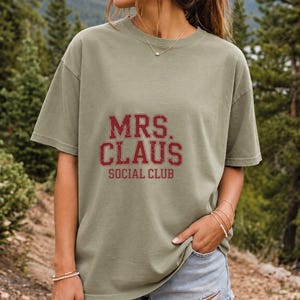 Comfort Colors Mrs Claus Social Club Shirt, Mrs Claus Varsity Tee, Christmas Social Club T-shirt, Funny Mrs Santa Shirt Women, Mrs Claus Tee