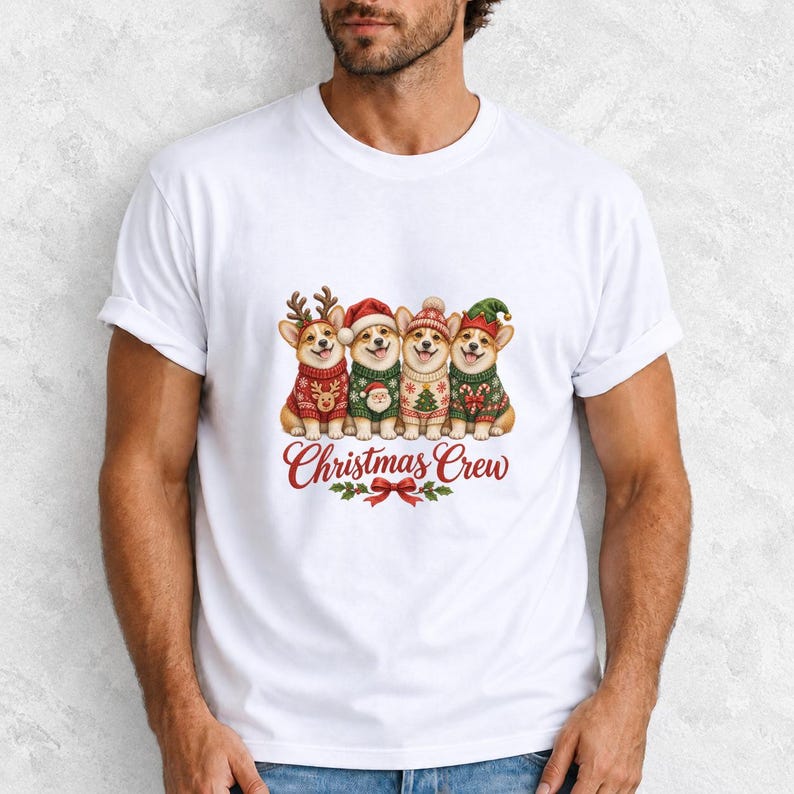 Comfort Colors Corgi Christmas Crew Shirt, Corgi Ugly Sweater Tee, Funny Corgi Christmas T-shirt, Corgi Mom Holiday Shirt