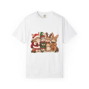 Comfort Colors Christmas Bunny Shirt, Cute Bunnies Santa Elf Tee, Bunny Lover Christmas T-shirt, Reindeer Rabbit Shirt, Xmas Bunny Tee — Printify product mockup
