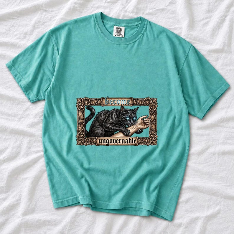 Become Ungovernable Black Cat Ornate Gothic Comfort Colors Shirt product mockup, image 6
