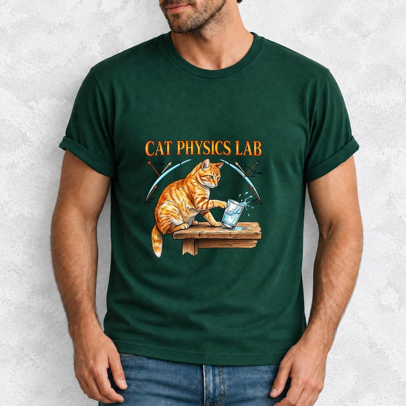 Cat Physics Lab Orange Tabby Comfort Colors Shirt product mockup, image 15