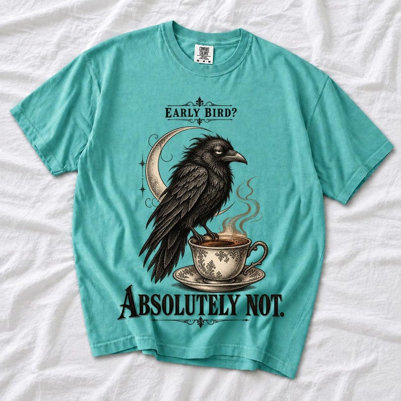 Ворона-гравюра «Early Bird? Absolutely Not.»